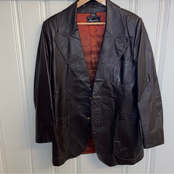 Other - Vintage Brown Leather Blazer Jacket Made in Uruguay edgy rock classic old money
